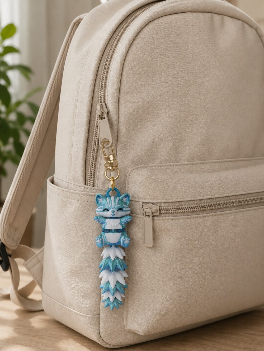 Fluffy Cat Fidget Keychain | 3D Printed Articulated Kitty Phone Backpack Charm - Picture 3 of 7